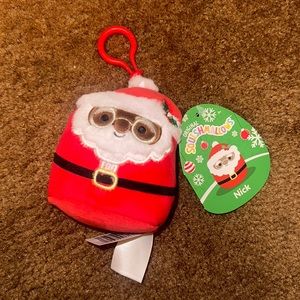 Santa Claus Black Nick Squishmallow Clip 3.5” NWT